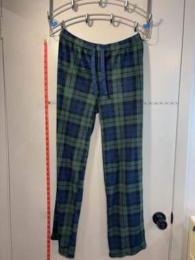 Old Navy Plaid Fleece Pajama Pants Green Blue small
